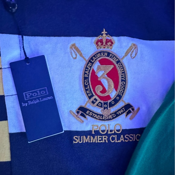 POLO Ralph Lauren Mens Classic-fit Patchwork Jersey Rugby Shirt XL w/ Tags.Super - Picture 5 of 6